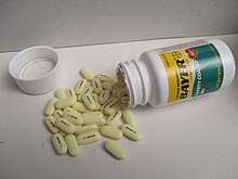 Image of aspirin which can be a trigger for asthma in some patients. Bayer Aspirin Pills.jpg