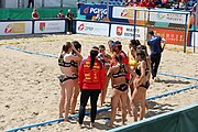 Deutsch: Beachhandball Europameisterschaften 2019 (Beach handball Euro); Tag 2: 3. Juli 2019 – Frauen, Vorrunde Gruppe C, Spanien-Griechenland 2:1 (12:20, 18:16; 8:2) English: Beach handball Euro; Day 2: 3 July 2019 – Women Preliminary Round Group C – Spain-Greece 2:1 (12:20, 18:16; 8:2)