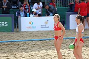 Deutsch: Beachhandball Europameisterschaften 2019 (Beach handball Euro); Tag 4: 5. Juli 2019 – Frauen, Viertelfinale, Kroatien-Ukraine 2:0 (21:20, 21:18) English: Beach handball Euro; Day 4: 5 July 2019 – Quarter Final Women – Croatia-Ukraine 2:0 (21:20, 21:18)