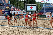 Deutsch: Beachhandball Europameisterschaften 2019 (Beach handball Euro); Tag 5: 6. Juli 2019 – Frauen, Halbfinale, Kroatien-Dänemark 1:2 (12:19, 17:10, 4:7) English: Beach handball Euro; Day 5: 6 July 2019 – Semifinal Men – Croatia-Denmark 1:2 (12:19, 17:10, 4:7)