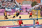 Deutsch: Beachhandball bei den Olympischen Jugendspielen 2018; Tag 3, 9. Oktober 2018; Jungs, Vorrunde, Gruppe A - Ungarn-Thailand 2:1 English: Beach handball at the 2018 Summer Youth Olympics at 9 October 2018 – Girls Preliminary Round Group A‎ – Hungary-Thailand 2:1