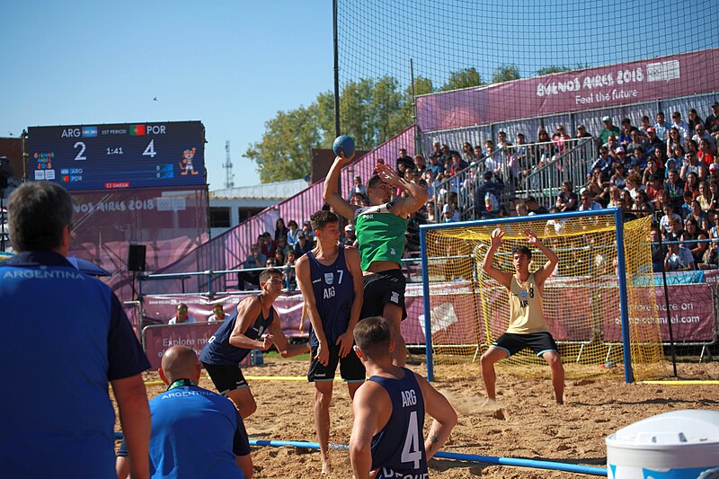 File:Beach handball at the 2018 Summer Youth Olympics – Boys Semifinal ARG-POR 085.jpg