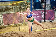 Deutsch: Beachhandball bei den Olympischen Jugendspielen 2018; Tag 6, 12. Oktober 2018; Mädchen, Hauptrundenspiel – Ungarn-Niederlande 2:1 English: Beach handball at the 2018 Summer Youth Olympics at 12 October 2018 – Girls Main Round – Hungary-Netherlands 2:1