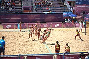 Deutsch: Beachhandball bei den Olympischen Jugendspielen 2018; Tag 4, 10. Oktober 2018; Mädchen, Vorrunde, Gruppe A - Ungarn-Chinese Taipei (Taiwan) 2:0 English: Beach handball at the 2018 Summer Youth Olympics at 10 October 2018 – Girls Preliminary Round Group A‎ – Hungary-Chinese Taipei 2:0