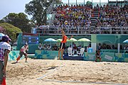 Deutsch: Beachvolleyball bei den Olympischen Jugendspielen 2018; Tag 11, 17. Oktober 2018; Jungen,Finale – Niederlande (Matthew Immers/Yorick de Groot)-Schweden (David Åhman/Jonatan Hellvig) 0:2 (20–22/15–21) English: Beach volleyball at the 2018 Summer Youth Olympics at 17 October 2018 – Final – Netherlands (Matthew Immers/Yorick de Groot)-Sweden (David Åhman/Jonatan Hellvig) 0:2 (20–22/15–21)