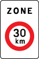 F4a: Begin van een zone met een snelheidsbeperking van 30 km per uur.