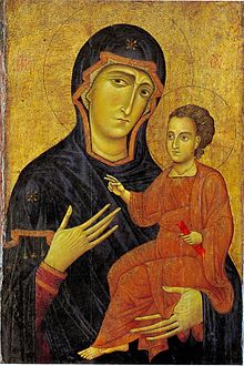 Madonna and Child, Berlinghiero, c. 1230, tempera on wood, with gold ground, Metropolitan Museum of Art. Berlinghiero Berlinghieri 005.jpg