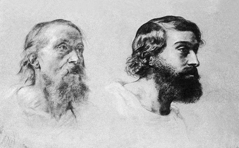 File:Brocky, Karoly - Heads of Bearded Men (ca 1840).jpg