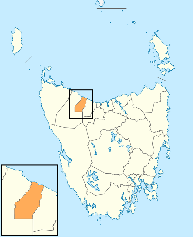 Map showing Burnie City LGA in Tasmania