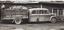 A bus in Finland in the early 20th century with the cargo area totally separated from the bus body. Bus truck combination 1940s Finland.jpg