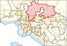 Description de l'image California's 28th congressional district in Greater Los Angeles (since 2023).svg.