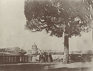 Maisemakuva Roomasta vuodelta 1855 (kohti Pietarinkirkkoa).