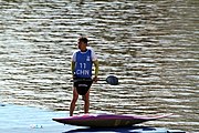 Deutsch: Kanusport bei den Olympischen Jugendspielen 2018; Tag 10, 16. Oktober 2018; Finale Jungen Einer-Kajak-Slalom: Lan Tominc (Slowenien, Gold) - Guan Changheng (China, Silber) - Tom Bouchardon (Frankreich, Bronze) English: Canoeing at the 2018 Summer Youth Olympics at 16 October 2018 – Boys' K1 slalom Gold Medal Race: Lan Tominc (Slovenia, gold) - Guan Changheng (China, silver) - Tom Bouchardon (France, bronze)