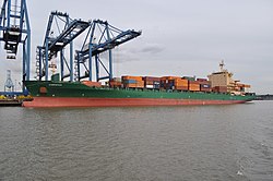 Carpathia Unloading at Tilbury docks - geograph.org.uk - 2091919.jpg