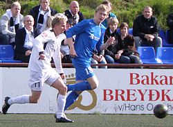 Christian Restorff Mouritsen, B36 player and Brandur Suðuroy, FC Suðuroy player.jpg