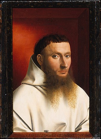 Petrus Christus's 1446 painting Portrait of a Carthusian has a musca depicta (painted fly) on a trompe-l'œil frame.