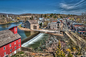 Clinton, New Jersey with Red Mill in the foreground and the downtown district across Raritan River in the background