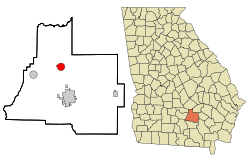 Location in Coffee County and the state of Georgia