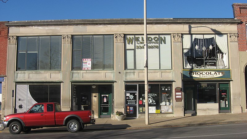 File:College Avenue, South, 116-120, Harlos Block, Bloomington Courthouse Square HD.jpg