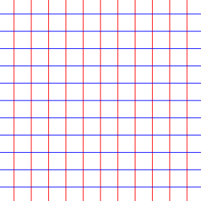 A coordinate grid prior to a special conformal transformation Conformal grid before Mobius transformation.svg