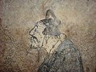 تفاصيل عن لوحة جدارية تظهر الفيلسوف الصيني كونفوشيوس، من قبر هان الغربي (202 ق.م - 9 م) لمقاطعة دونغبينغ، مقاطعة شاندونغ