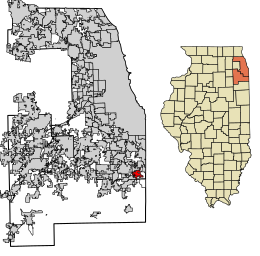 Localização da vila de Sauk em Cook County, Illinois.