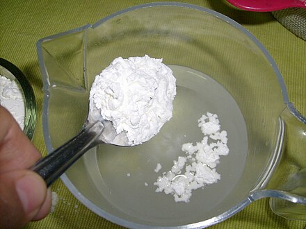 Cornstarch being mixed with water