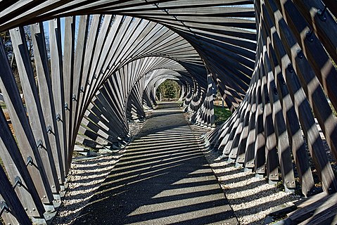 A passageway in the Parc Mallet Stevens, in Croix, France.