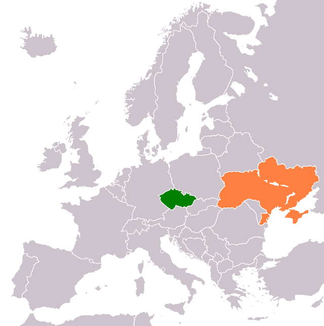 Česko a Ukrajina na mapě Evropy