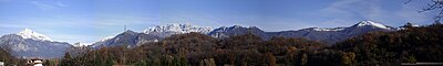 Panorama dalla Grigna al Monte Tesoro, come visto da Valgreghentino