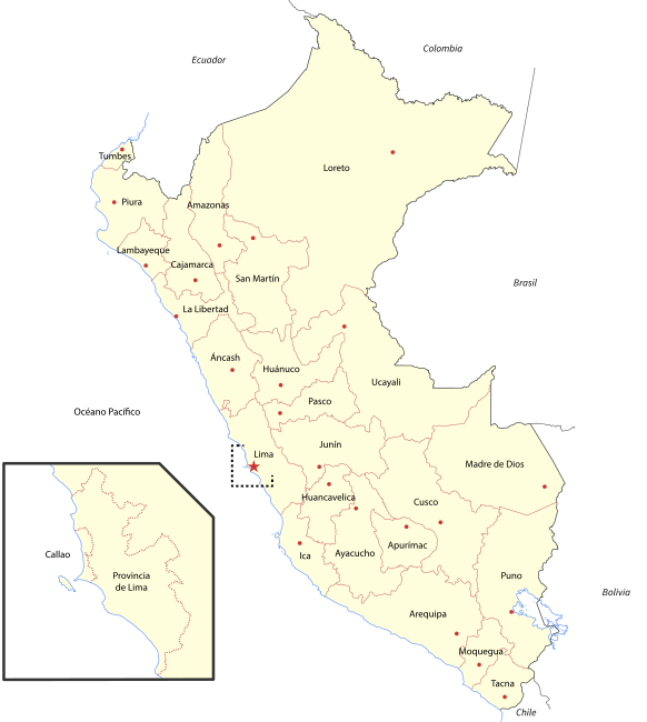 Mapa dei Departementi del Perù