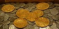 Late medieval coin hoard from Cambridge, on display in the Fitzwilliam Museum in Cambridge.