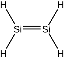 Structure of disilene, the simplest silene Disilene-2D.svg