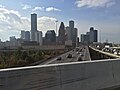 Skyline of Houston, as seen from the roof of the 41-story Marathon Oil  Tower, headquarters building of the Marathon Oil Corporation, located  several miles west of downtown Houston, Texas