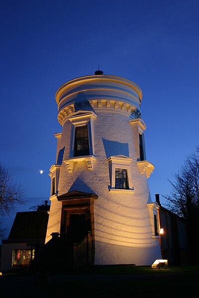 File:Dumfries Museum Windmill tower at night.jpg
