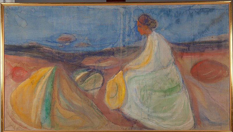 File:Edvard Munch - Woman in White Sitting on the Beach - MM.M.00869 - Munch Museum.jpg
