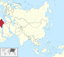 Mappa amministrativa dell'Asia, che mostra l'Egitto in rosso.