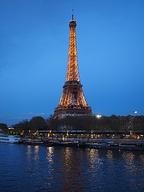 The Eiffel Tower during the evening blue hour