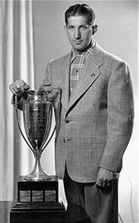 Lach with the Hart Memorial Trophy in 1945