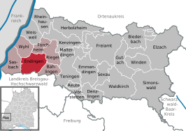 Kaart van Endingen am Kaiserstuhl