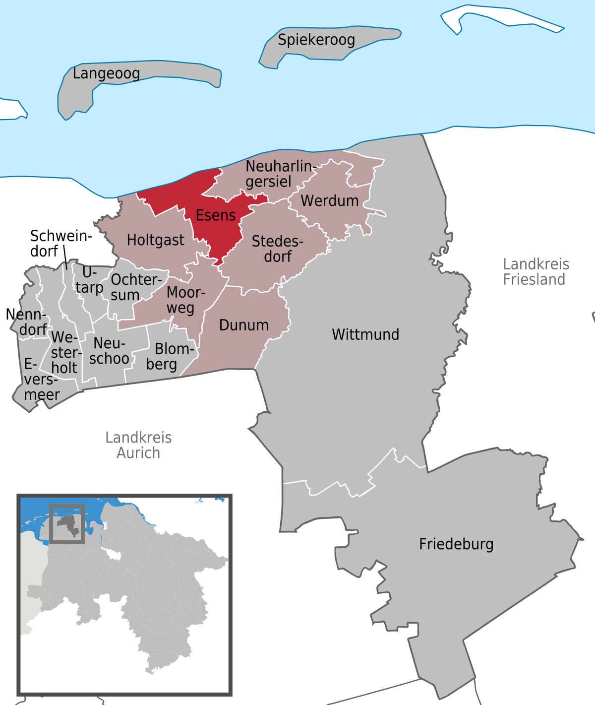 Esens Ostfriesland Karte | Kleve Landkarte