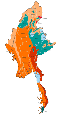 An ethnolinguistic map of Burma, 1972 Ethnolinguistic map of Burma 1972 en.svg