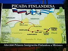 Finnish immigration monument to Misiones Province, Argentina Finlandeses en Misiones.jpg