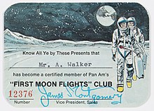 A First Moon Flights Club membership card First Moon Flights Club Front.jpg