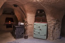 The kitchen of the Forestiere Underground Gardens Forestiere Underground Gardens at 5021 West Shaw Avenue, Fresno, California LCCN2013634998.tif