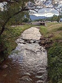 Fountain Creek coming from the box culvert under Manitou Ave, near the border between Manitou Springs and Colorado Springs