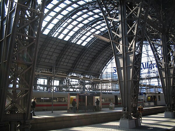 View through the platform hall of the station