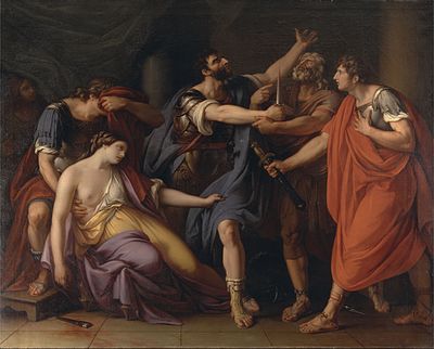Gavin Hamilton's 1763–64 depiction of Brutus' oath and Lucretia's death