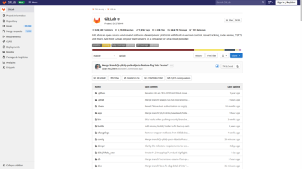A repository being shown in GitLab, an open source code forge.