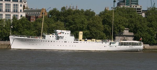 The Grimsby-class HMS Wellington. Launched in 1934, the vessel is now berthed on the Thames